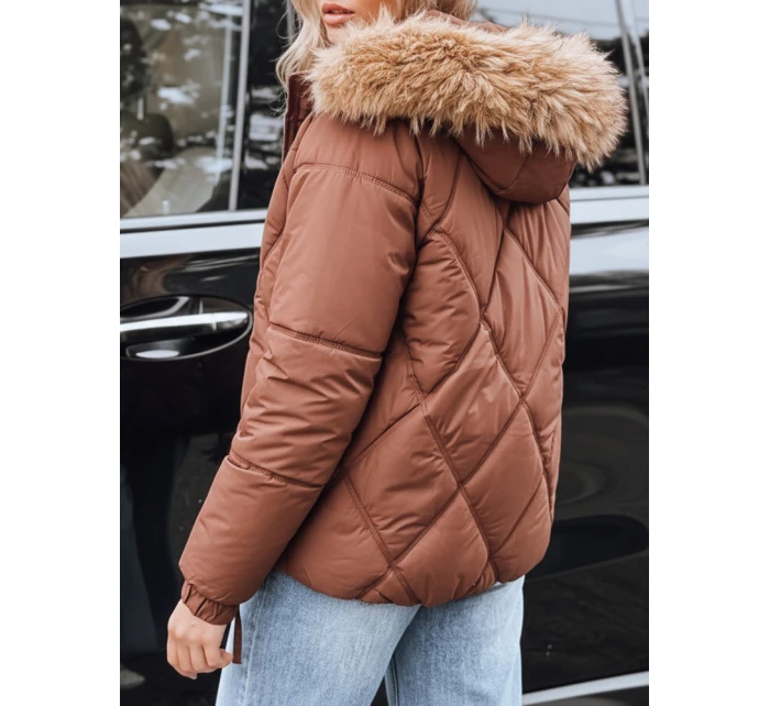 Dámská prošívaná zimní bunda s kapucí FashionStreet hnědá TY5231