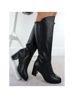 Dámské černé kožené kozačky na podpatku Sergio model 21905865 - LEONE