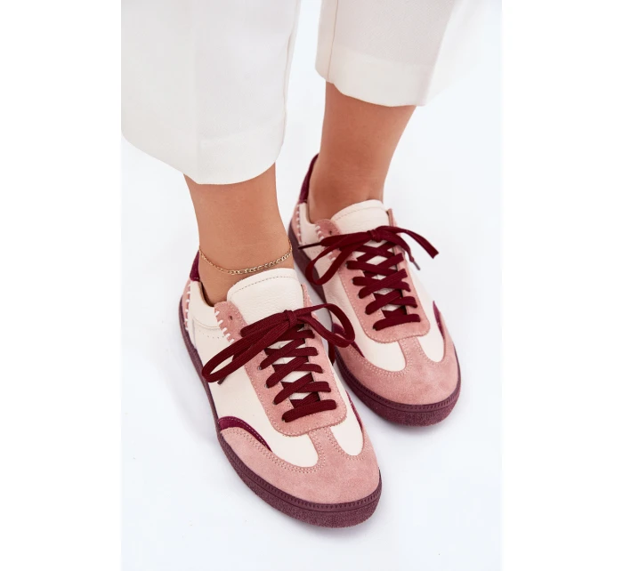 Dámské Kožené Tenisky model 21703133 Béžové - Zazoo