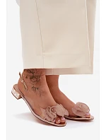 Dámské sandály průhledné s krystaly D&A MR61-9002 Růžové zlato