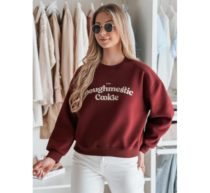 Dámská oversize mikina s potiskem COOKIES vínová FashionStreet BY1445