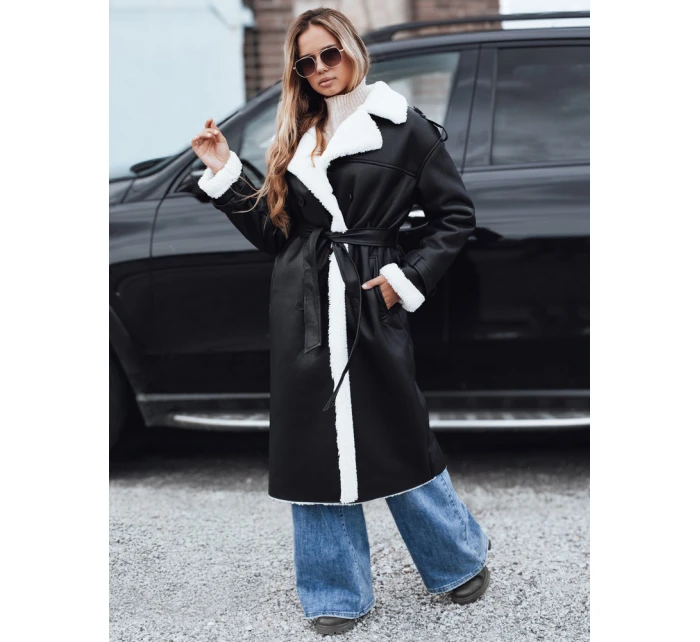 Dámský zimní kabát CHICFROST dlouhý černý kožený FashionStreet TY4991