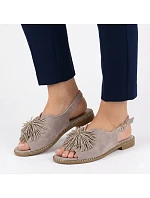 Dámské ploché sandály s flitry khaki Potocki model 22072419 Dámské ploché sandály s flitry khaki Potocki model 22072419