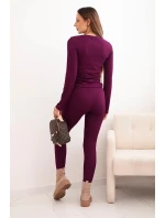 Dámská bavlněná souprava s dlouhým rukávem a legínami švestková Dámská bavlněná souprava s dlouhým rukávem a legínami švestková