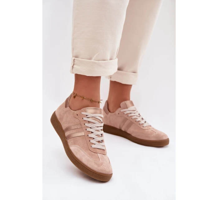 Zazoo N1068 Semišové Nízké Dámské Tenisky Špinavě Růžové