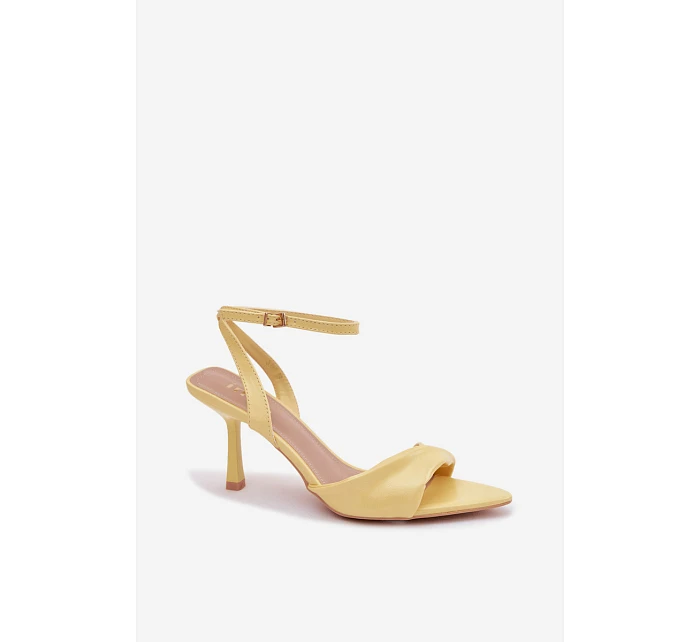 Dámské sandály na podpatku z eko kůže žluté model 22092099 - Boto