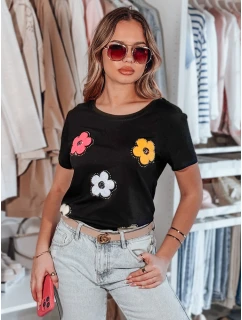 Dámské květinové tričko DAISYLA černá FashionStreet RY2744