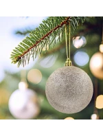 DEKORATIVNÍ PLASTOVÉ CETKY 6KS 80MM ŠAMPAŇSKÉ