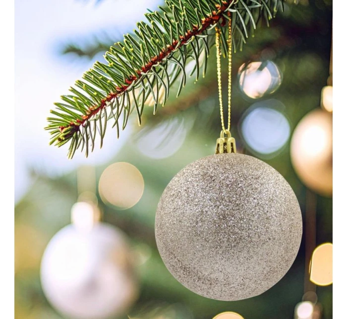 DEKORATIVNÍ PLASTOVÉ CETKY 6KS 80MM ŠAMPAŇSKÉ