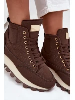 Zateplené dámské trapery na platformě hnědé model 21712197 - Boto