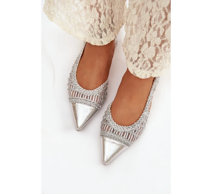 Dámské sandály s pletením na klíně stříbrné Nivorra Dámské sandály s pletením na klíně stříbrné Nivorra