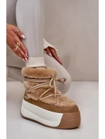 Kožené Dámské Sněhule Na Silné Podešvi S Kožešinou Big Star Hnědé