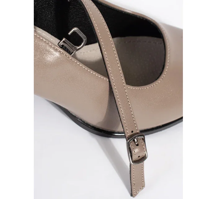 Zajímavé  lodičky hnědé dámské na širokém podpatku