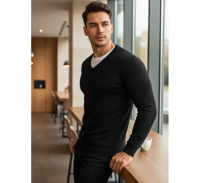 Pánský černý svetr Dstreet model 21965370 - FashionStreet Pánský černý svetr Dstreet model 21965370 - FashionStreet