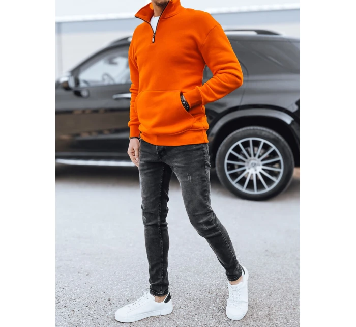Pánská oranžová mikina bez kapuce FashionStreet BX5669