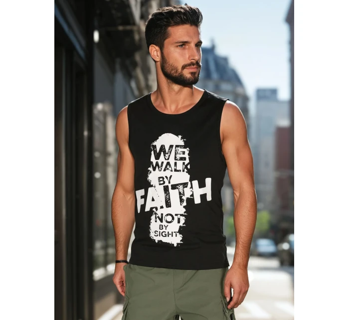 Pánské tričko bez rukávů černé FashionStreet RX5657 Pánské tričko bez rukávů černé FashionStreet RX5657