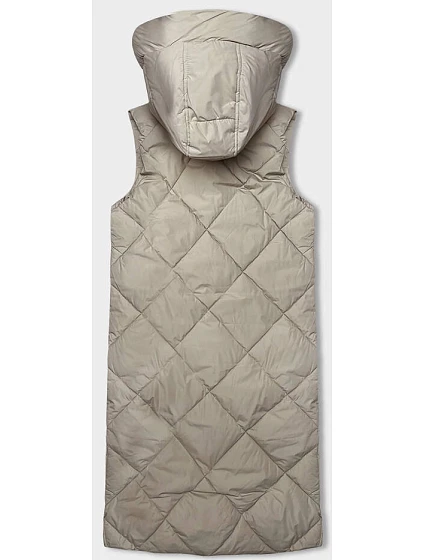 Světle béžová dlouhá dámská oversize vesta model 18934804 - J.STYLE Světle béžová dlouhá dámská oversize vesta model 18934804 - J.STYLE