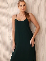 Dlouhé šaty bez ramínek tmavě zelená