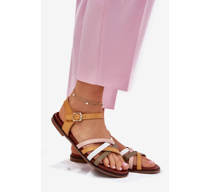 Dámské sandály s se pásky žluté model 21697530 - SERGIO LEONE Dámské sandály s se pásky žluté model 21697530 - SERGIO LEONE