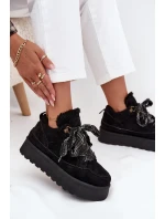 Šněrovací dámské sněhule na platformě vyhřívané kožešinou Černé model 21710251 - Boto Šněrovací dámské sněhule na platformě vyhřívané kožešinou Černé model 21710251 - Boto