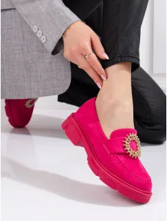 Designové polobotky dámské růžové na plochém podpatku