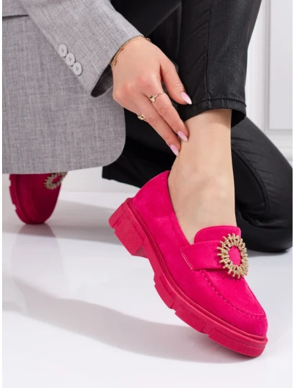 Designové polobotky dámské růžové na plochém podpatku Designové polobotky dámské růžové na plochém podpatku