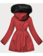 Červeno/černá teplá oboustranná dámská zimní bunda (w610)