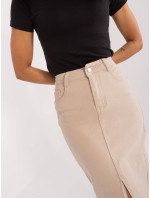 Béžová vypasovaná džínová maxi sukně (M551)