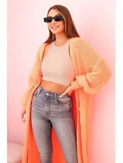 Dlouhý svetr kardigan neonově oranžový