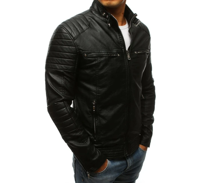 Pánská kožená bunda černá Dstreet TX3265