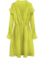 Bavlněné dámské šaty v limetkové barvě s výšivkou (303ART)