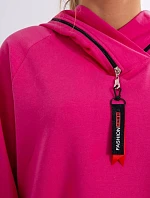 Tunika na zip s kapucí Oversize fuchsiová
