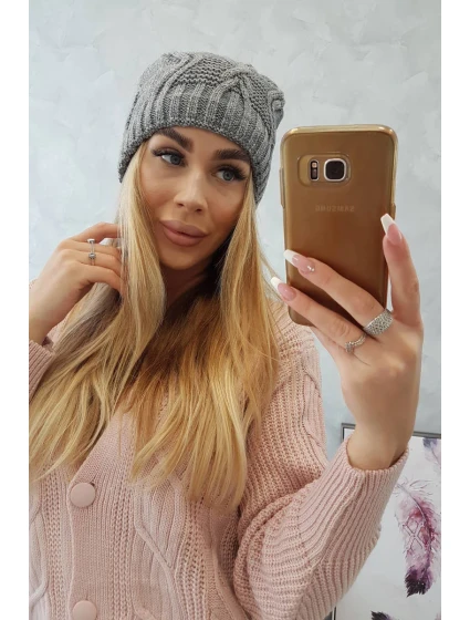 Fleecová čepice tmavě šedá model 18750803 - K-Fashion Fleecová čepice tmavě šedá model 18750803 - K-Fashion