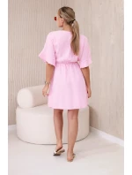 Mušelínové šaty s pasem světle růžová