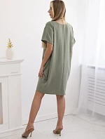 Šaty s kapsami a přívěskem světlá khaki