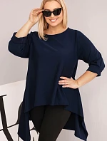 Dámská tunika Plus Size bavlněná s asymetrickým střihem granátová