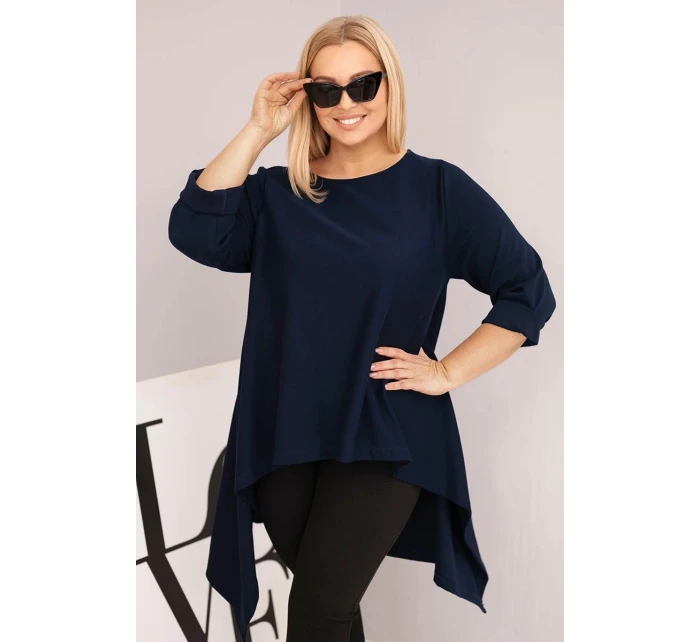 Dámská tunika Plus Size bavlněná s asymetrickým střihem granátová