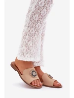 Kožené Pantofle S Dekorací Na Plochém Podpatku Béžové Lewski model 21682238 - Boto Kožené Pantofle S Dekorací Na Plochém Podpatku Béžové Lewski model 21682238 - Boto