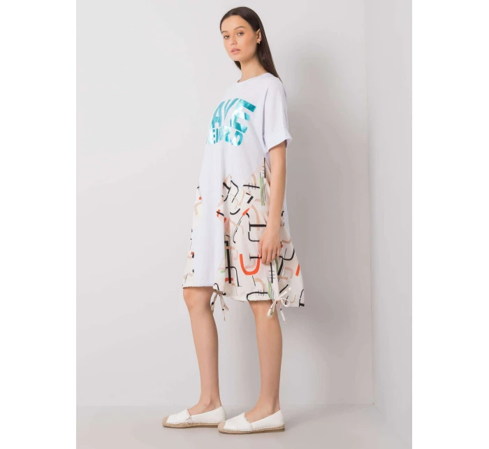 Sukienka DHJ SK model 21314322 biało beżowy - FPrice Sukienka DHJ SK model 21314322 biało beżowy - FPrice