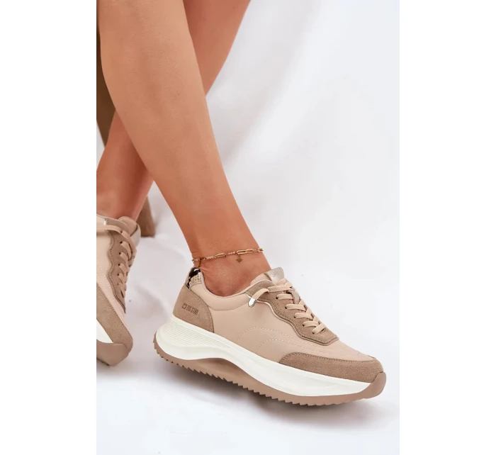 Dámské semišové tenisky na platformě Big Star HI-POLY SYSTEM – tmavě béžové