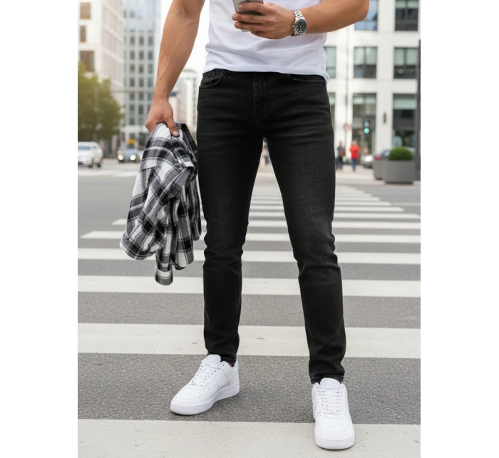 Pánské džíny slim fit černé FashionStreet UX4483