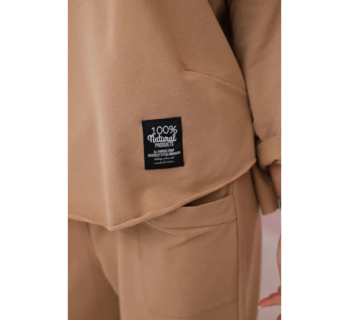 Bavlněná mikina kalhoty set Velbloud