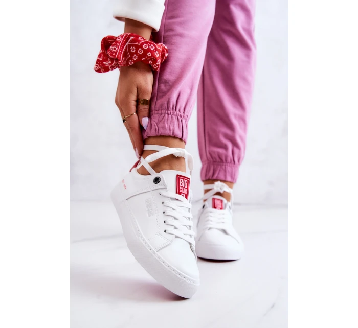 Kožené tenisky Big Star JJ274212 bílé a červené Kožené tenisky Big Star JJ274212 bílé a červené