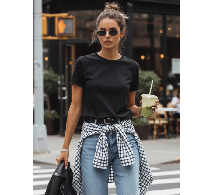 MAYLA dámské tričko černé FashionStreet RY2123 MAYLA dámské tričko černé FashionStreet RY2123