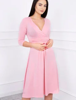 Šaty s průstřihem pod prsy pudrově růžové