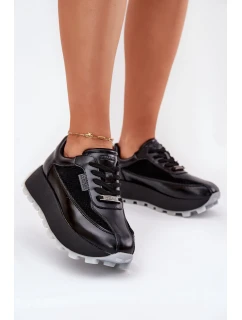 Dámské Kožené Tenisky Na Platformě Big Star RR274873 HI-POLY SYSTEM Černé