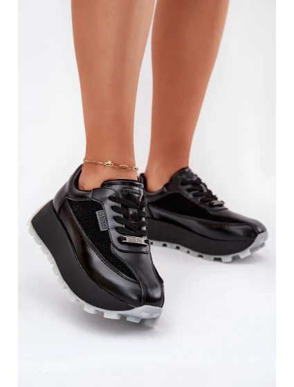 Dámské Kožené Tenisky Na Platformě Big Star RR274873 HI-POLY SYSTEM Černé Dámské Kožené Tenisky Na Platformě Big Star RR274873 HI-POLY SYSTEM Černé