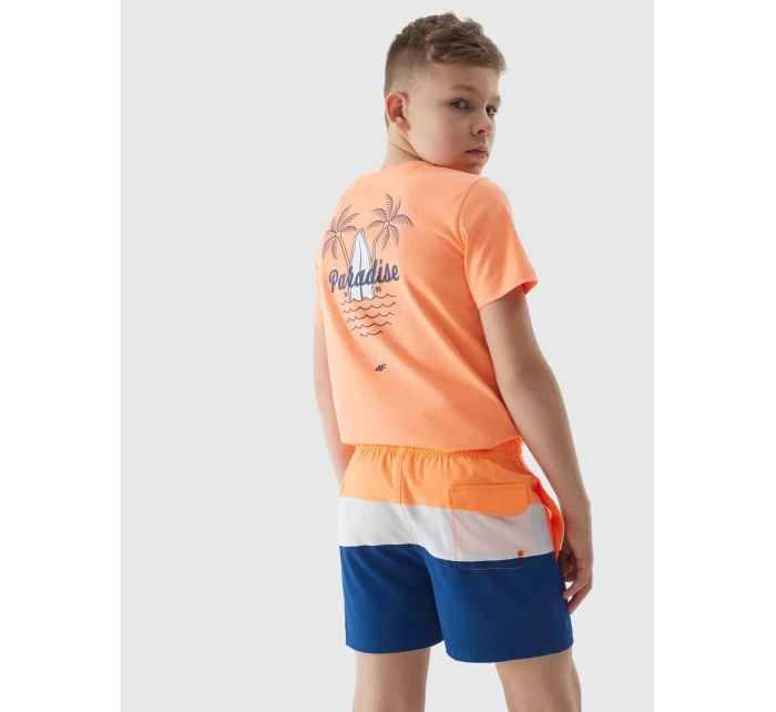 Chlapecké plážové šortky typu boardshorts 4F - oranžové Chlapecké plážové šortky typu boardshorts 4F - oranžové