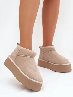 Dámské sněhule z přírodního semiše Mairene – béžové