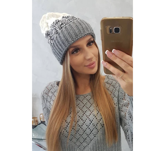 Dámská čepice Samara K346 šedá+černá Dámská čepice Samara K346 šedá+černá